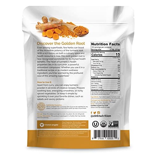 Zint Organic Turmeric Powder 16 oz: Raw Turmeric Root Curcumin...