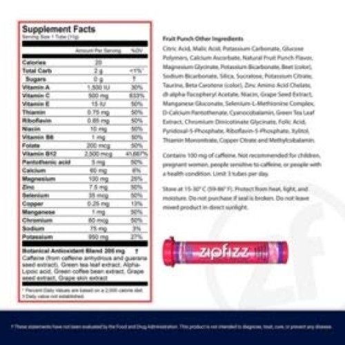 Expect More Zipfizz Energy Drink Mix, Fruit Punch 20 Ct