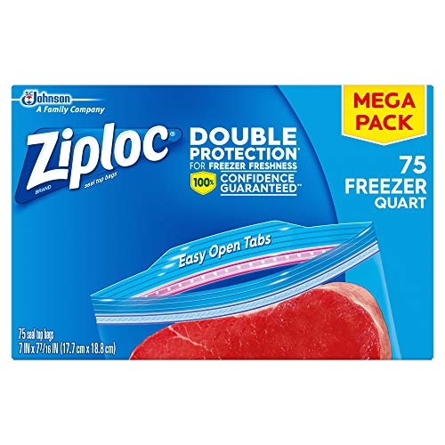 Ziploc Freezer Bags, Quart, 75 Ct