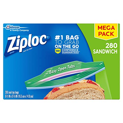 Ziploc Sandwich Bags, Easy Open Tabs, 280 Count