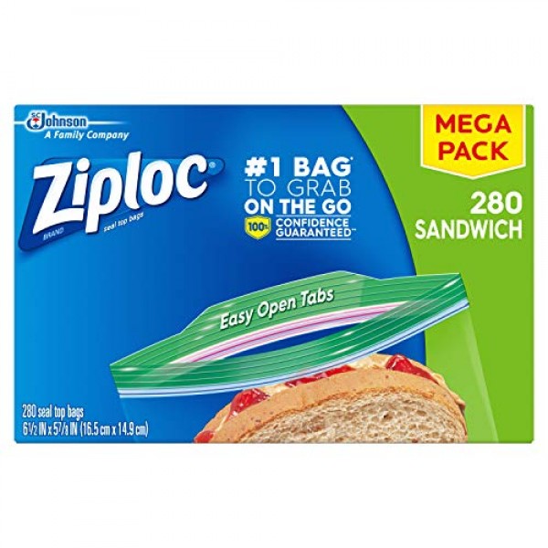 Ziploc Sandwich Bags with New Grip 'n Seal Technology, 280 Count