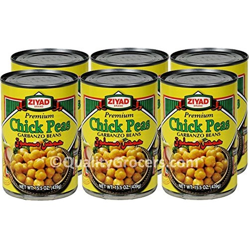 Ziyad Chick Peas Garbanzo Beans 15.5 Ounce 6 Cans