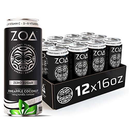 Zoa, Zero Sugar Energy Drink, Pineapple Coconut, 16 Fl. Oz. Pac