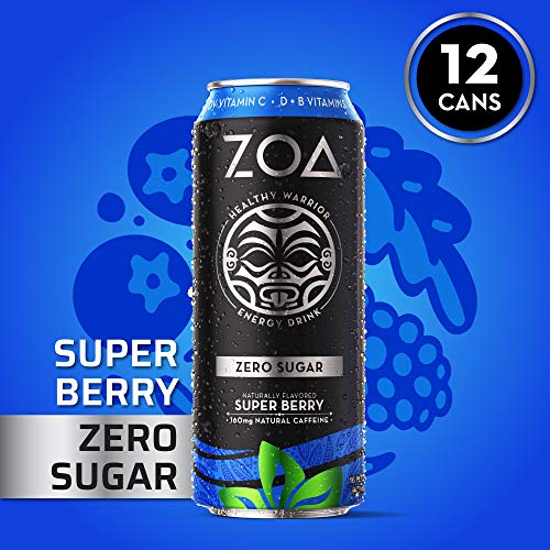 Zoa, Zero Sugar Energy Drink, Super Berry, 16 Fl. Oz. Pack Of 1