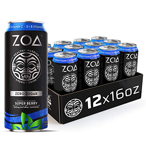 Zoa, Zero Sugar Energy Drink, Super Berry, 16 Fl. Oz. Pack Of 1