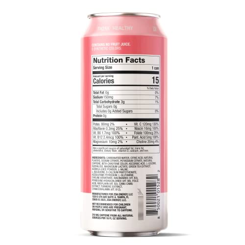 ZOA Zero Sugar Energy Drinks - Healthy Energy Formula with Vitam...