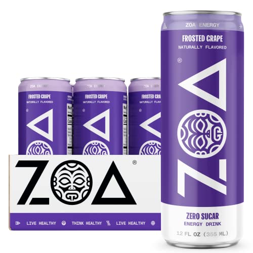 ZOA Zero Sugar Energy Drinks - Healthy Energy Formula with Vitam...