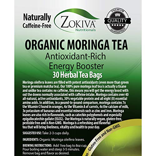Moringa Tea Organic 6-Pack 180 Bags 100% Pure, All-Natural, Anti