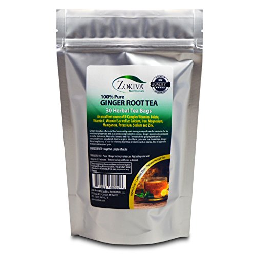 Ginger Tea 100% Pure Root 30 Premium Bags All-Natural Caffeine