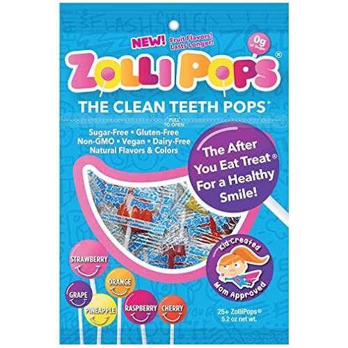 Zollipops The Clean Teeth Pops, Anti Cavity 25 Count Lollipops,