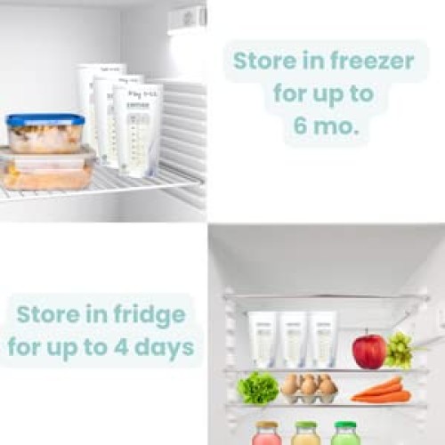 90 Count Zomee Breast Milk Storage Bags - 8 OZ/240 ML, Leak Proo...