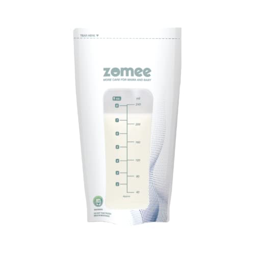90 Count Zomee Breast Milk Storage Bags - 8 OZ/240 ML, Leak Proo...