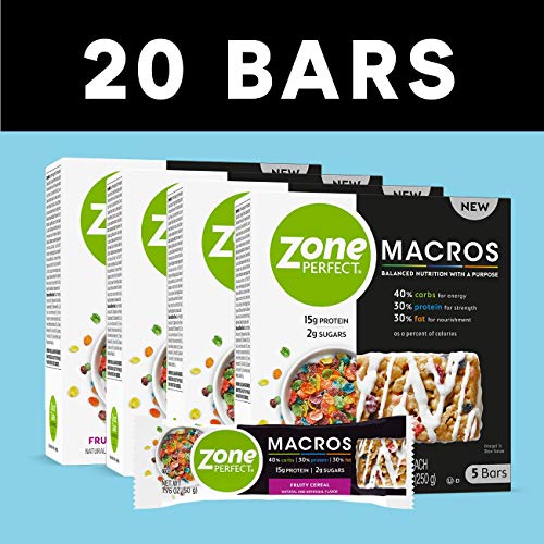 Zone Perfect Macros Protein Bars, Fruity Cereal, 20 Count