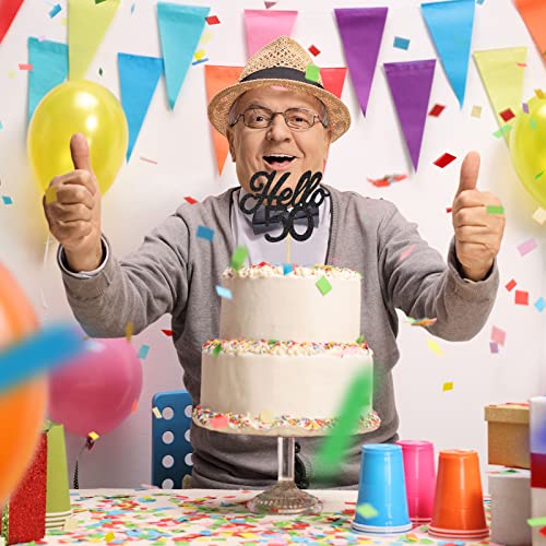 48 Pieces Glitter Hello 50 Birthday Cupcake Toppers Fifty 1972 P