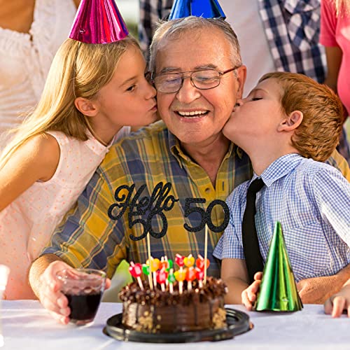 48 Pieces Glitter Hello 50 Birthday Cupcake Toppers Fifty 1972 P