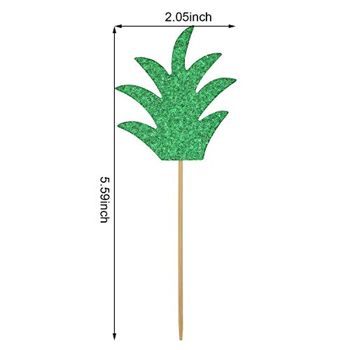 48 Pieces Glittery Cupcake Topper With Pineapple And Palm Leaf D
