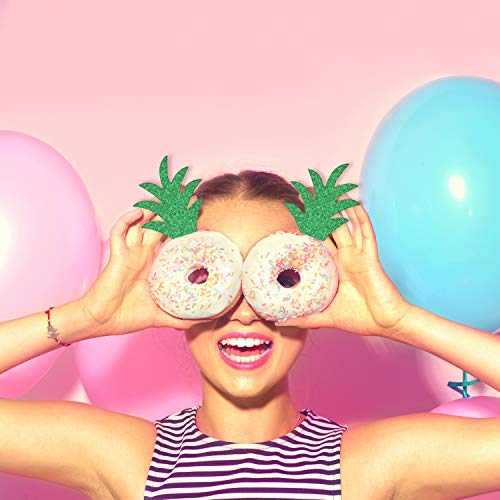 48 Pieces Glittery Cupcake Topper With Pineapple And Palm Leaf D