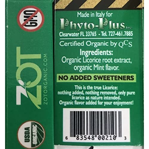 Zot 100% Organic Licorice, Original, 0.4-Ounce Flip Top Boxes P