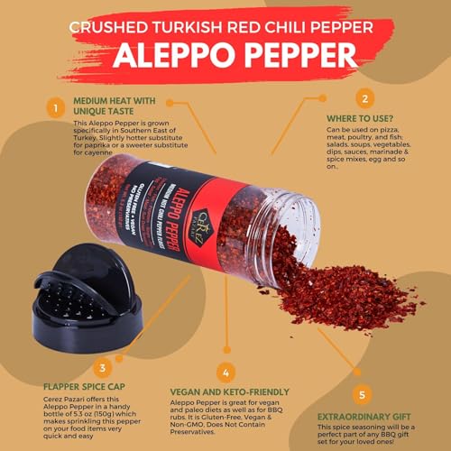 Cerez Pazari Aleppo Pepper Moderate Heat | 5.29 oz - 150 gr | Cr...