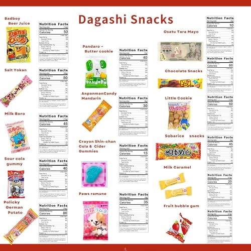 Japanese Snacks & Candy 50 Piece Dagashi Set Gift Box Japanese...