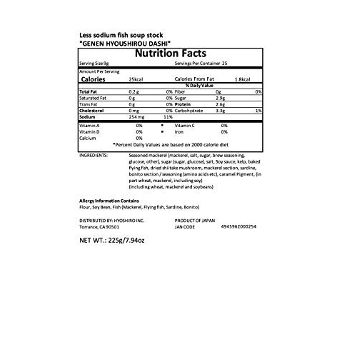 Hyoshiro Less Sodium Dashi Stock Pack Powder Pack Of 25