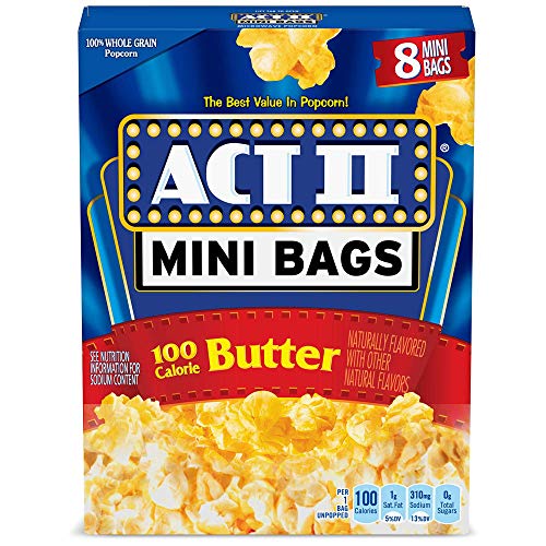 ACT II 100 Calorie Butter Microwave Popcorn, 8-Count 1.1-oz.
