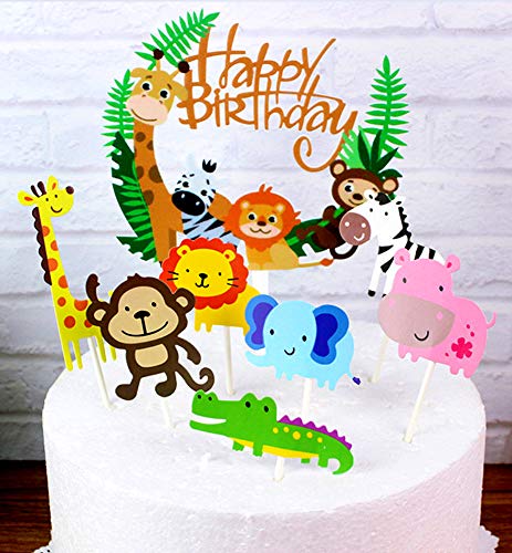 Lot De 16 Décorations Pour Gâteau D'anniversaire - Thème Abeille Et Jungle (ours, Tigre, Arbres) - Pour Cupcakes Et Pâtisseries - 11