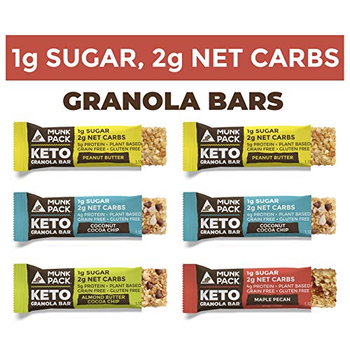 Munk Pack Keto Granola Bar, 1g Sugar, 2g Net Carbs, Keto