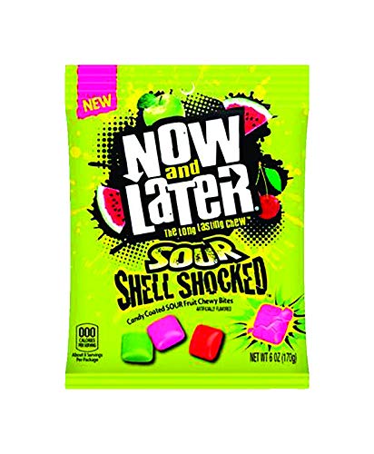 Shell Branded Candy Now & Later Shell Shocked Sour Fruit Candy Coated Chewy ...