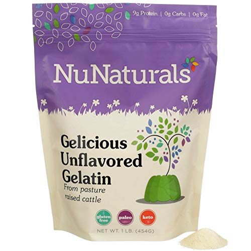 NuNaturals Premium Unflavored Beef Gelatin Powder, 1 Pound,