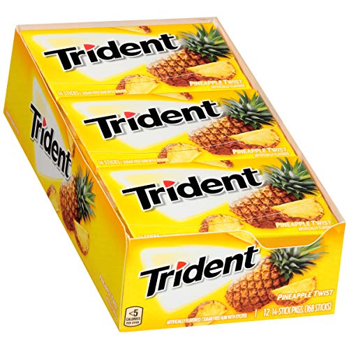 Trident Pineapple Twist Sugar Free Gum, 12 Packs of 14