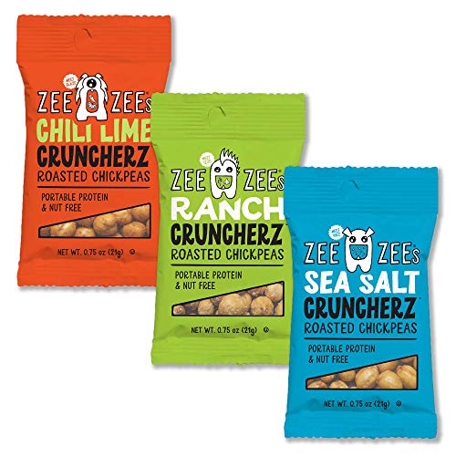 Zee Zees Variety Pack Cruncherz Roasted Chickpeas, Sea Salt,