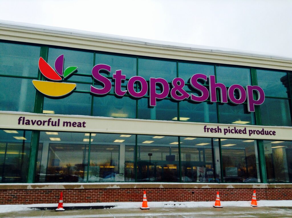 Stop & Shop storefront showing the iconic logo and entrance