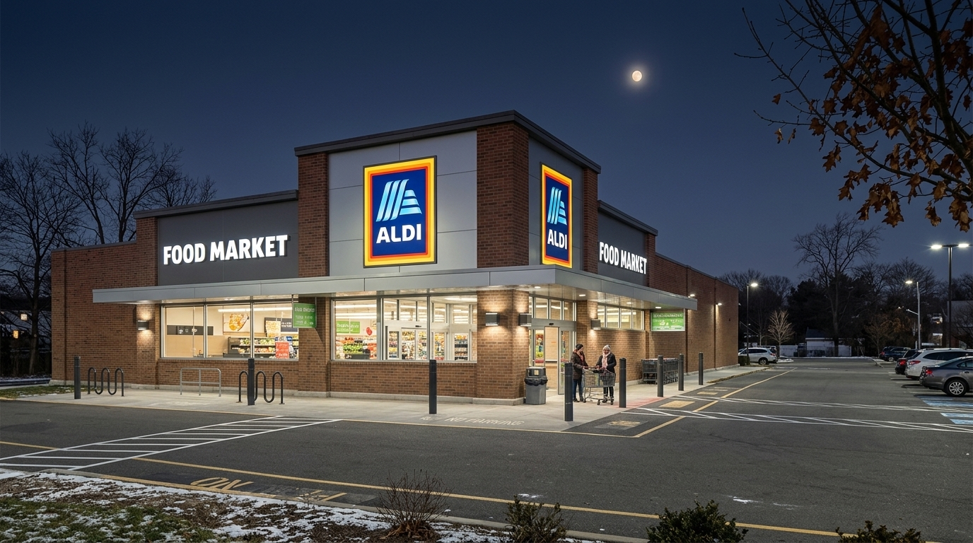 Aldi USA Storefront in Winter